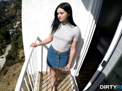 Ardent bootylicious Violet Rain lets dude polish her moist pussy doggy