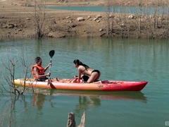 Brunette cutie Lady Dee wants to suck and fuck by the lake