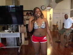 Ebony beauty is keen to pump the big black inches into her fresh holes