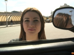 Tight and slutty cutie fucked in a van and covered in cum