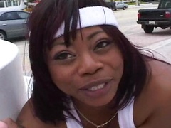 Curvy ebony enlarged by a white dick