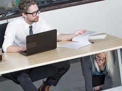 Beautiful blonde model in stockings Lola Taylor is enjoying dick-riding