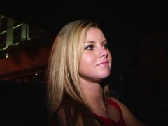 Attractive blonde with a heavenly booty sucks and bangs a raging pole