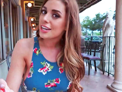 Brunette is having butt sex with a guy