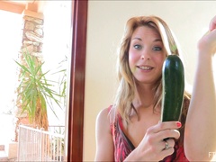 Eye-catching doll sighs as her pussy is rammed food fetish picture