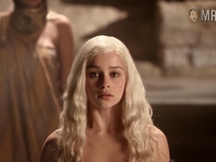 Taking a hot bath blonde babe Emilia Clarke exposes her lovely juicy booty