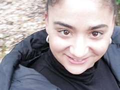 Roadside brunette will masturbate and fuck her pussy