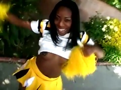 Luscious ebony cheerleader is getting a fat black cock