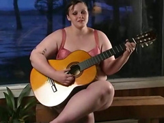 Trashy BBW whore is pleasing her pussy with fingers