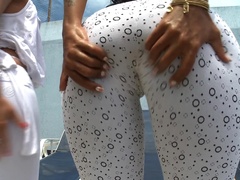 Two big ass ladies strip naked and shake their amazing asses