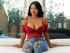 Angelic brunette with big bottom Numi impaled from behind