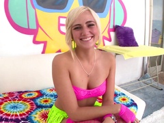 Alluring blonde gets her gaping anal filled with a thick boner