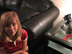 Bubbly amateur masturbates with a toy on the couch till orgasm