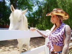 Mouth watering busty tattooed bitch Karma Rx gets double penetrated