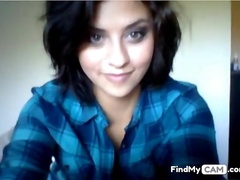 Hot brunette babe on webcam stripteasing and seducing with her sexy body