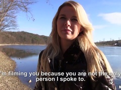 Kinky blond haired hottie with quite nice booty is picked up for blowjob